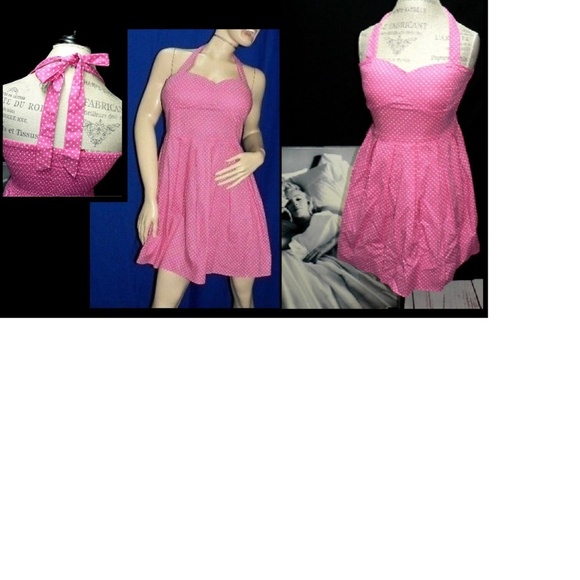 No Boundaries Dresses & Skirts - Pink Rockabilly Polkadot Dress Size Large